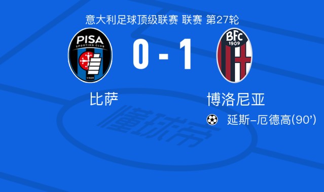 开云体育下载-博洛尼亚1-0比萨， 延斯-厄德高绝杀